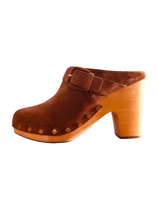 🌰Veronica Beard Dacey Studded Suede Clogs in Pecan, Size 9 - Picture 2 of 11